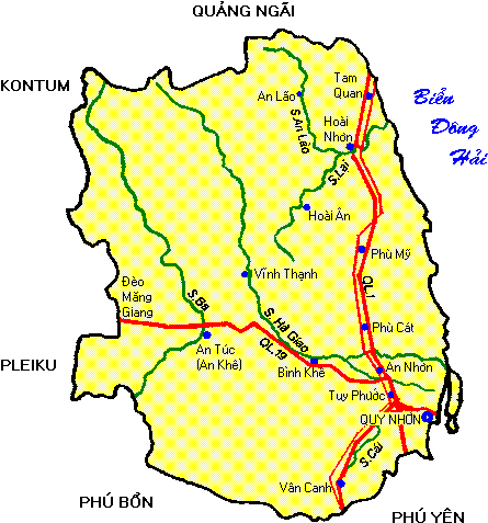 bản đồ sông ngòi Bình Định