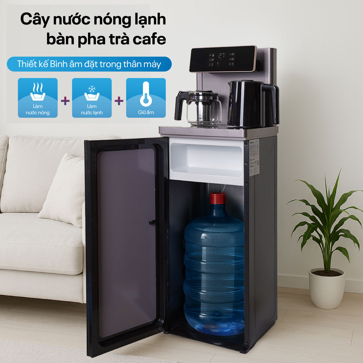 Cây nước nóng lạnh kết hợp bàn pha trà, cafe FujiE TB245