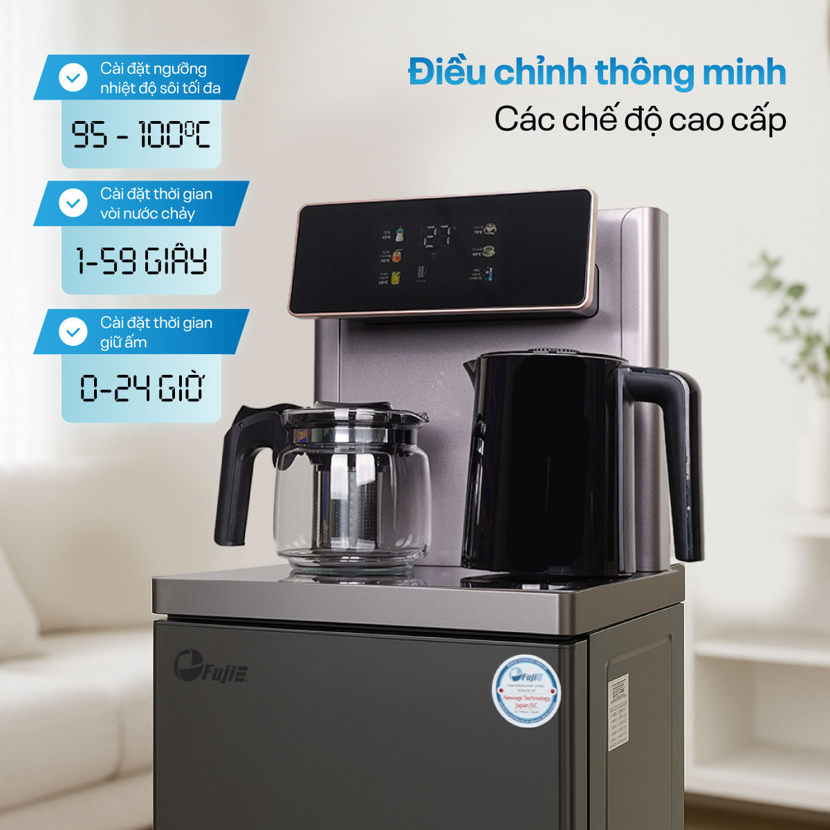 Cây nước nóng lạnh kết hợp bàn pha trà, cafe FujiE TB245