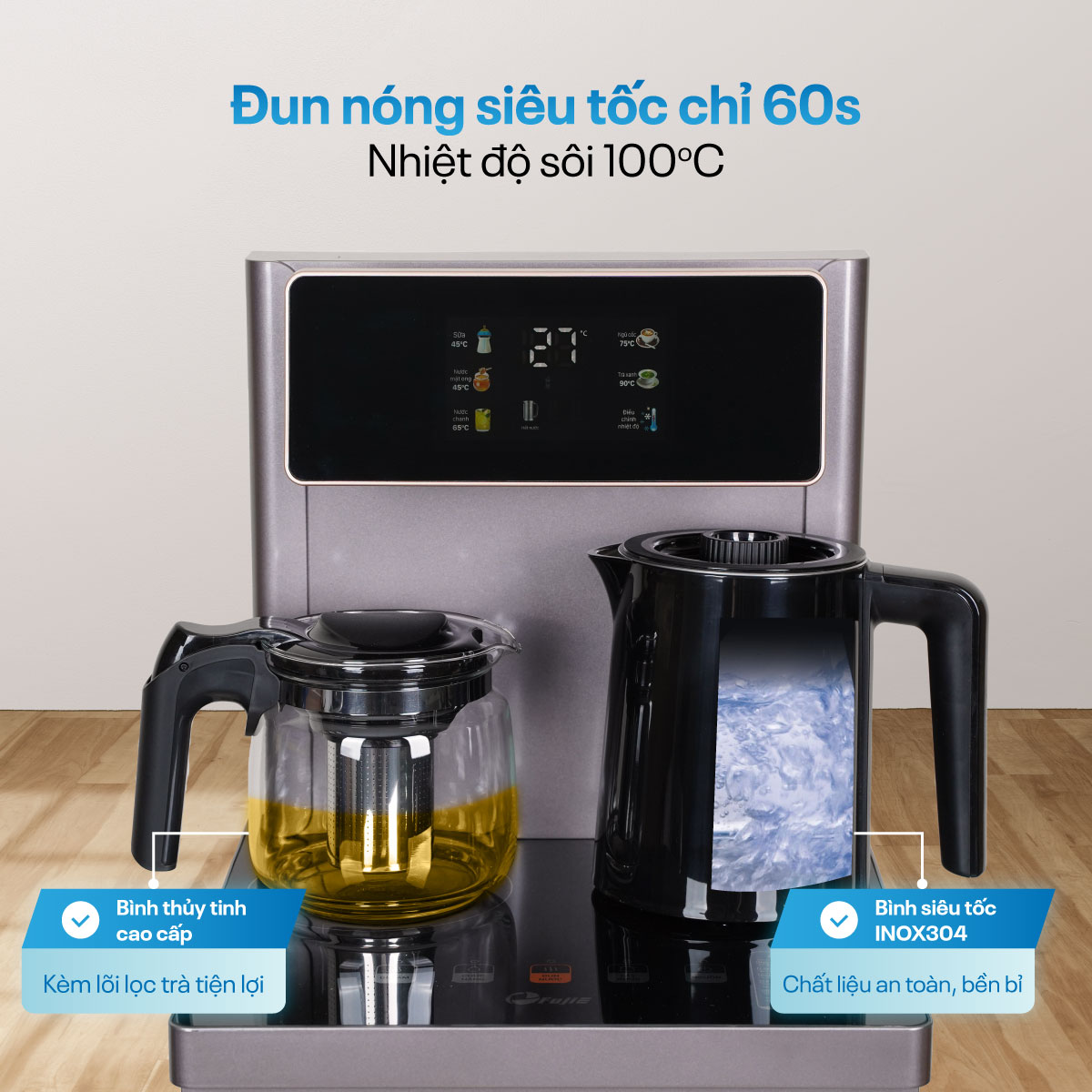 Cây nước nóng lạnh kết hợp bàn pha trà, cafe FujiE TB245