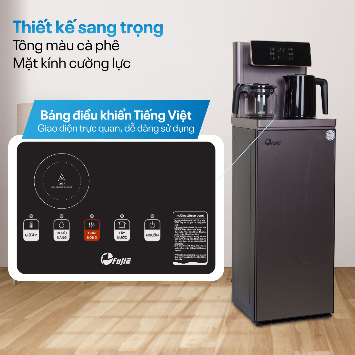Cây nước nóng lạnh kết hợp bàn pha trà, cafe FujiE TB245
