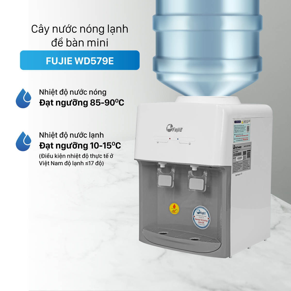 Cây nước nóng lạnh mini để bàn fujiE WD579E
