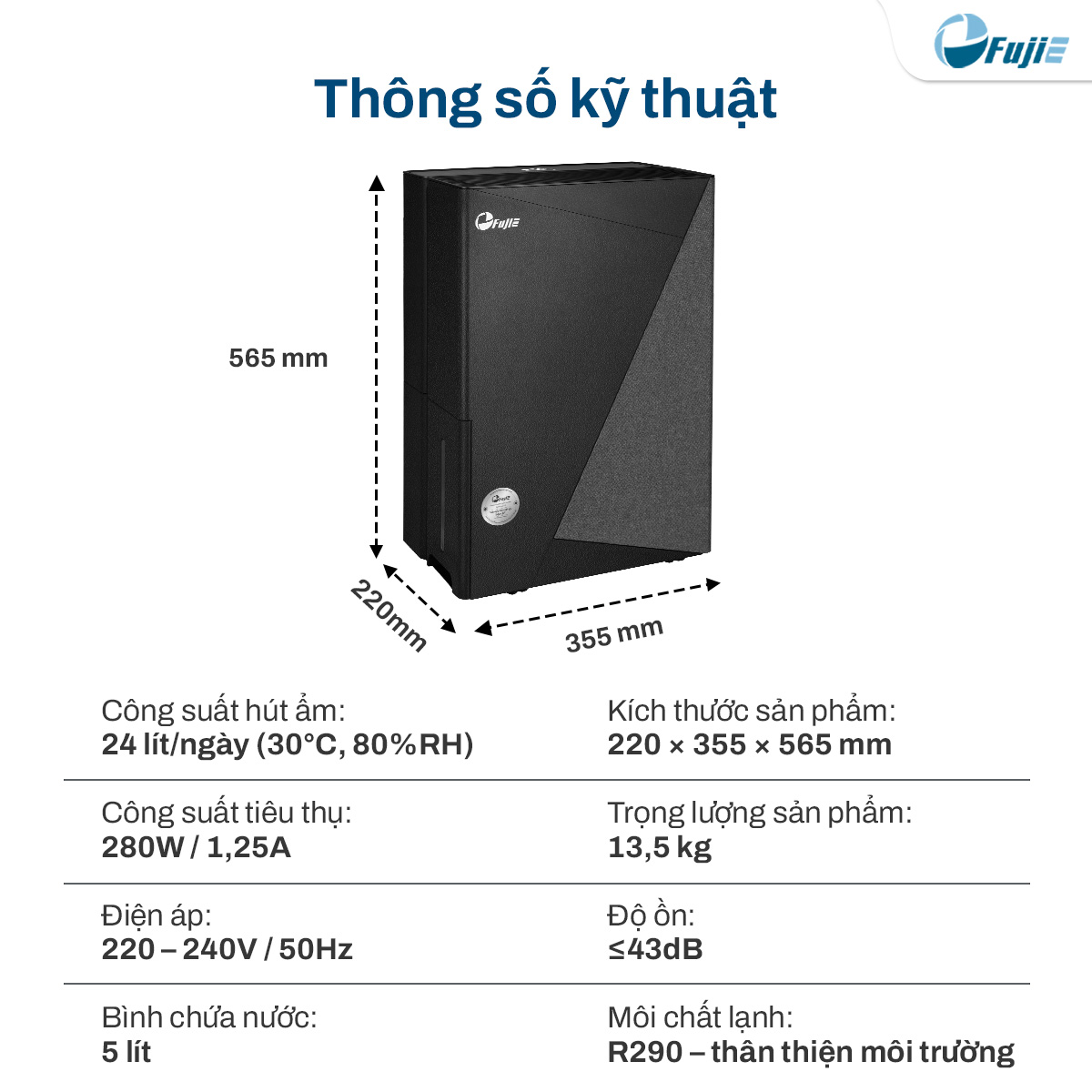 Máy hút ẩm dân dụng FujiE HM-924ED